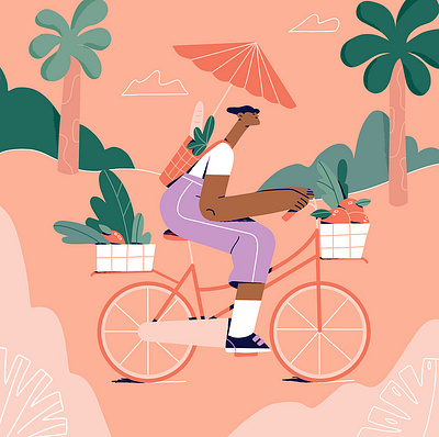 Cyclist with oranges app branding design graphic design illustration logo typography ui ux vector