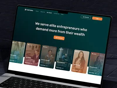 Fortiora - Wealth Agency Landing Page - Mockup clean company corporate dark design finance hero investment landing landingpage management stories template ui uiux wealth web design