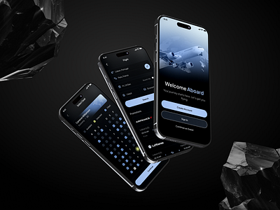 Flight Booking App app design black and blue booking app dark theme flight app ios app management app modern app onboarding app travel app ui ux