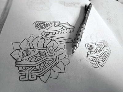Ideas and sketches for a recent project dragon drawing head idea illustration kukulkan logo sketches