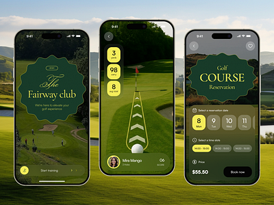 Fairway Club – Golf App Design app application design fitness app golf app golf score interface ui uiux ux web web design