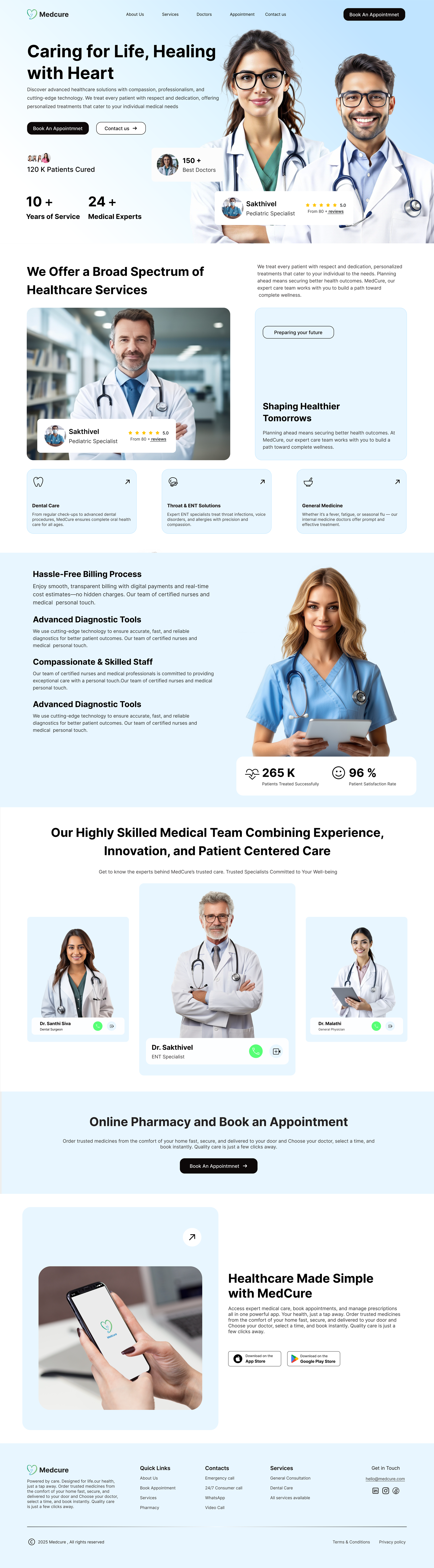 Medcure Landing Page branding figma hospital lab landing page medcure medical tablet ui ux web