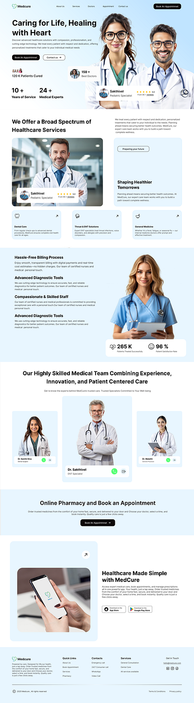 Medcure Landing Page branding figma lab landing page medcure medical ui ux web