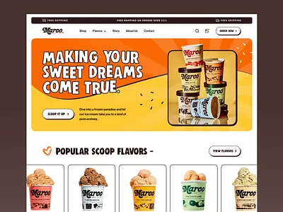 Marco - Ice Cream Company Website bb chocolate ecommerce frozen delight frozen food gelato gg ice cream ice cream website landing page landing page animation landingpage polar scoop scoop sorbet web design webdesign website design website designer yougurt