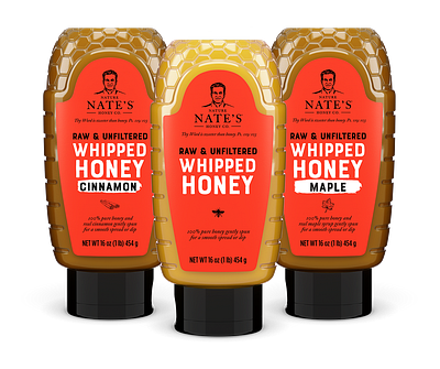 Nature Nate's Honey Co. Whipped Honey Packaging branding design graphic design labels packaging vector