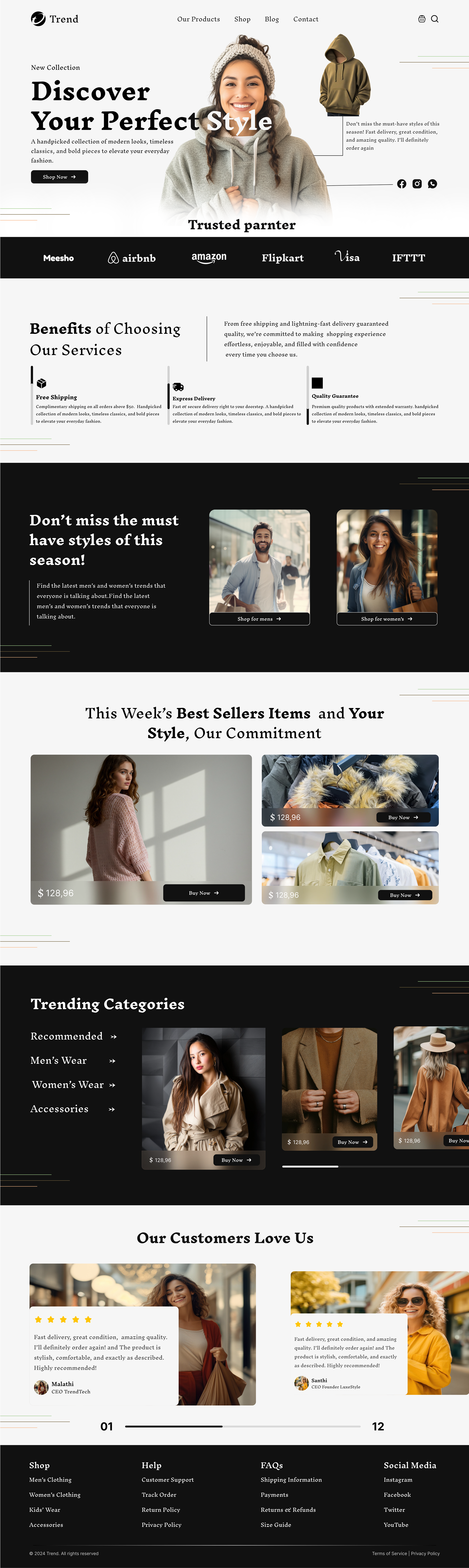 Trend (ecommerce) Landing Page branding collection dress ecommerce landing page online shopping product ui ux web