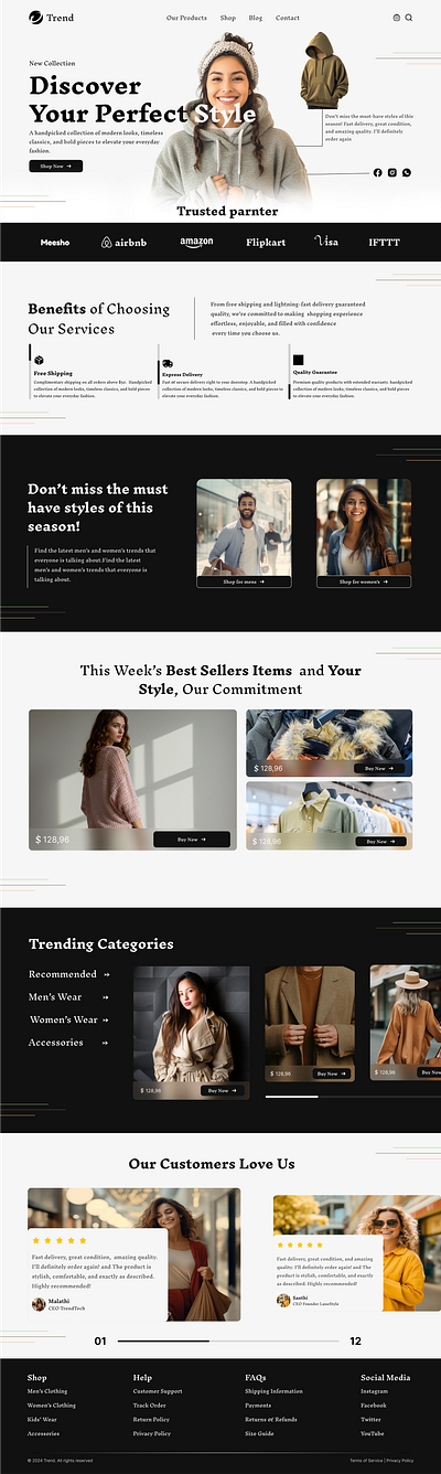 Trend (ecommerce) Landing Page branding collection dress ecommerce landing page online shopping product ui ux web