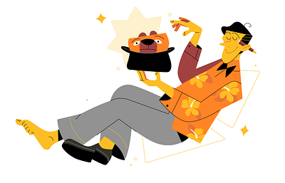 It's no trick - It's NotBear Collective. 2d illustration animal bear character character design design flat illustration magic magician trick
