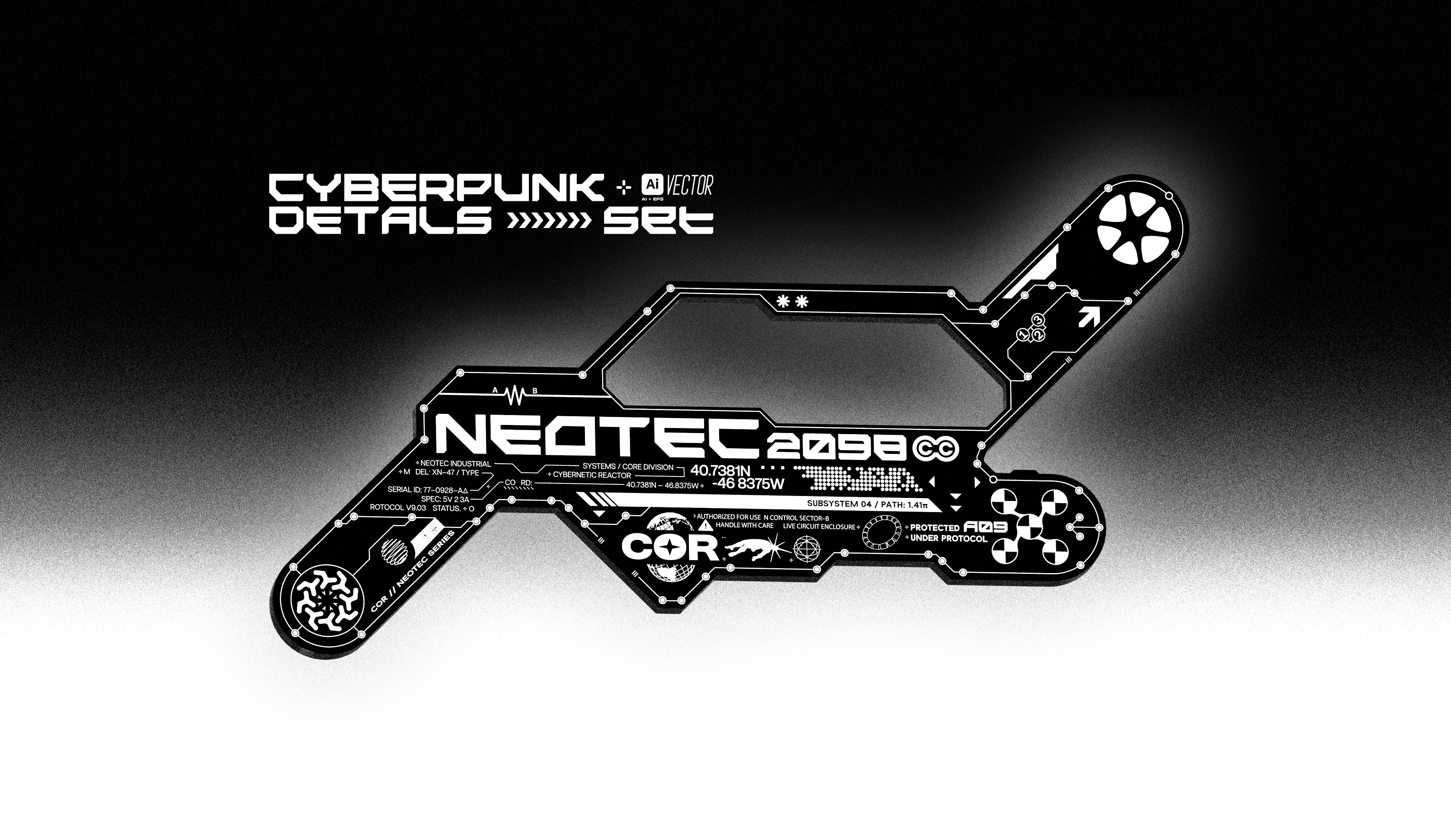 Cyberpunk modular labels and sci-fi frame elements cyberpunk elements frame graphic design labels retro sci fi spahe streetwear