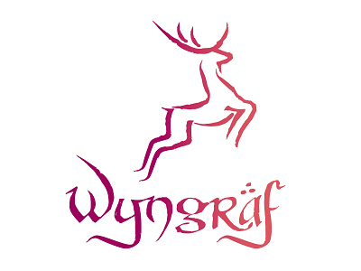 Wyngraf (Leaping stag) antlers branding cozy deer fantasy illus illustration leaping logo medieval stag