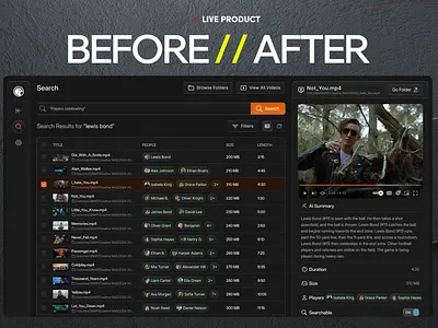 Media Asset Management Interface Redesign ai saas app design best design agency bottomlineux dark mode intend based searching kastroll media management media search product design agency saas saas design agency saasfactor ui ux roast y combinator