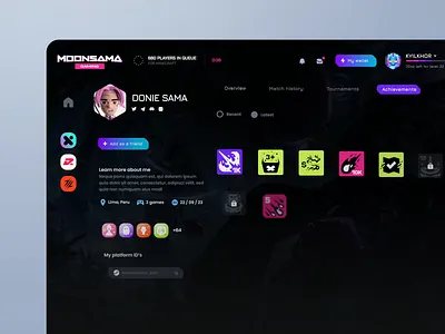 Gaming Platform Achievements community platform crypto dashboard crypto gaming esports website fanbase app fanbase platform game dashboard game marketplace game platform gaming app gaming dashboard gaming platform gaming website p2p marketplace ragebite tournament platform trading app trading platform trading website web3 gaming