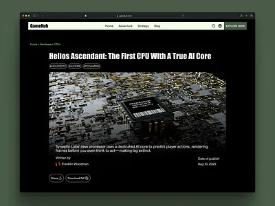 Blender x UI 3d blender blog dark dark mode freelance gaming hero section news ui ux web design website