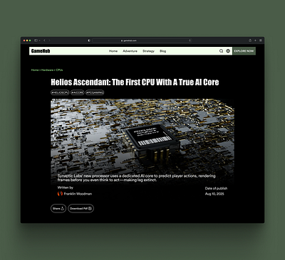 Blender x UI 3d blender blog dark dark mode freelance gaming hero section news ui ux web design website
