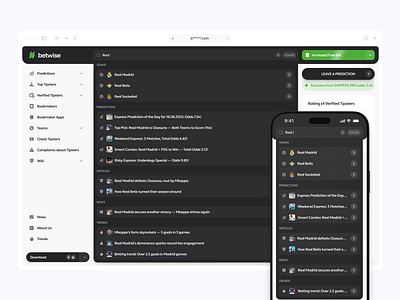 ⚽️ Sports Search Results UI design results search sport ui ux