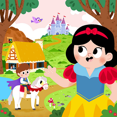 Snow White 3d animation app branding design flat graphic design icon illustration illustrator logo minimal motion graphics typography ui ux vector web web design website