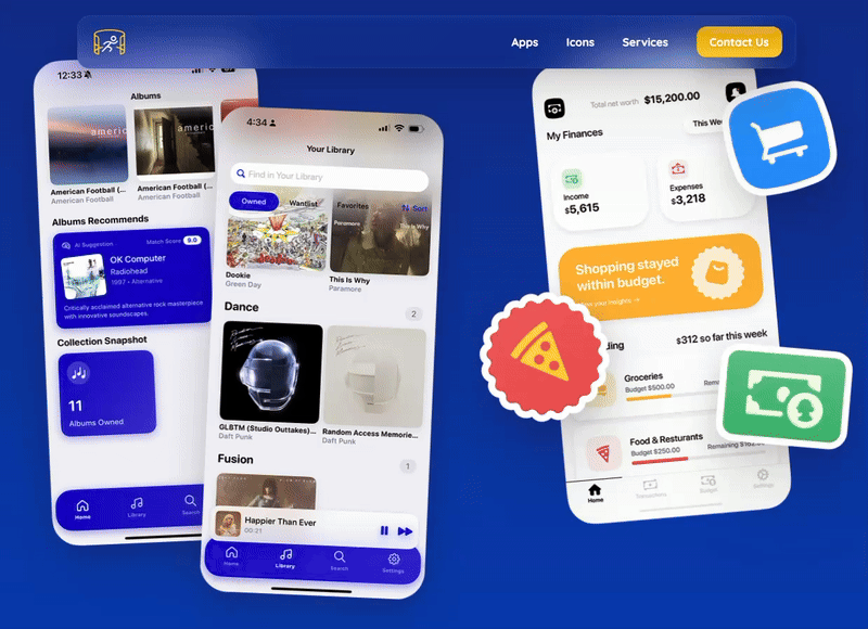 Haptic Software Website Redesign- Playing With Depth animation branding depth design glass graphic design hover playful ui web design