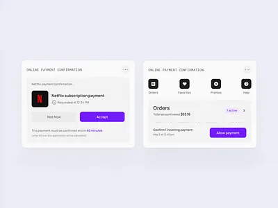 Payment Confirmation UI — Banking Widgets Templates banking clean design fintech payment template ui ui kit user interface ux widgets