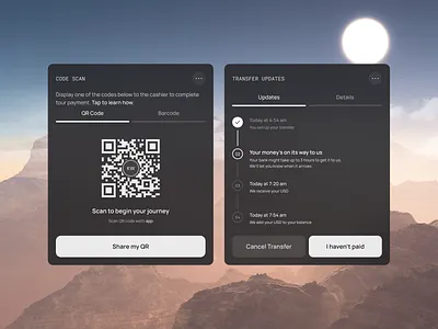 QR Payment & Transfer Updates — Banking Widgets Templates banking clean design fintech payment qr code template transfer ui user experience user interface ux widgets