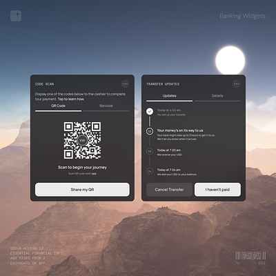 QR Payment & Transfer Updates — Banking Widgets Templates banking clean design fintech payment qr code template transfer ui user experience user interface ux widgets