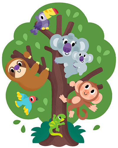 A tree full of friends 3d animation app branding design flat graphic design icon illustration illustrator logo minimal motion graphics typography ui ux vector web web design website