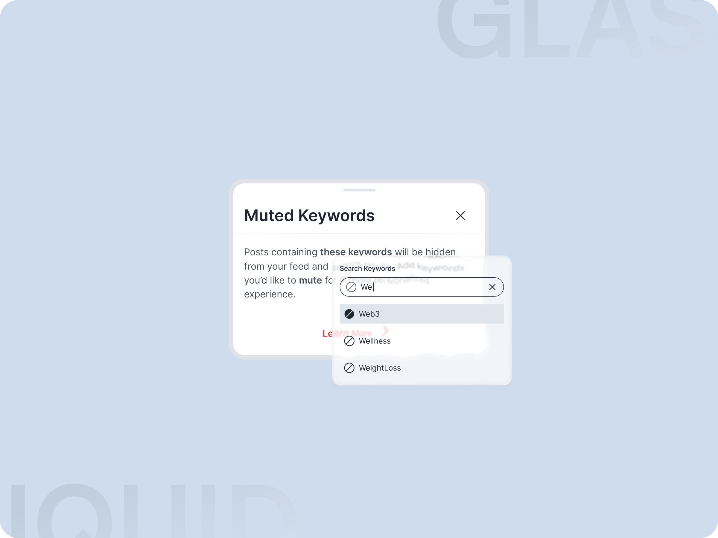 Keywords & Search Interface ai contentcustomization contentfilter design feedcustomization interactiondesign keywordsearch mutedkeywords searchbardesign searchui ui user experience userpreferences ux uxfilters uxui