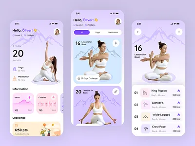 Meditation and Yoga Mobile App Design app design app ui development fitness fitness app design health app design healthcare ios app meditation app mindfulness mindset mobile app telemedicine therapy app ui ux wellness app yoga app