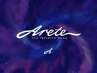 Arete: animated logotype animation authentic branding calligraphy cosmo custom education flow fun game handmade infintiy lettering logo loop script spiritual strong universe wordmark