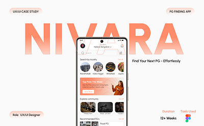 Nivara - PG Finding App app case study design nivar nivara pg ui ux viral