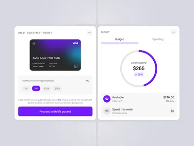 Investment & Budget Widgets — Banking Widgets Templates banking budget widget clean design fintech templates ui user interface ux widget