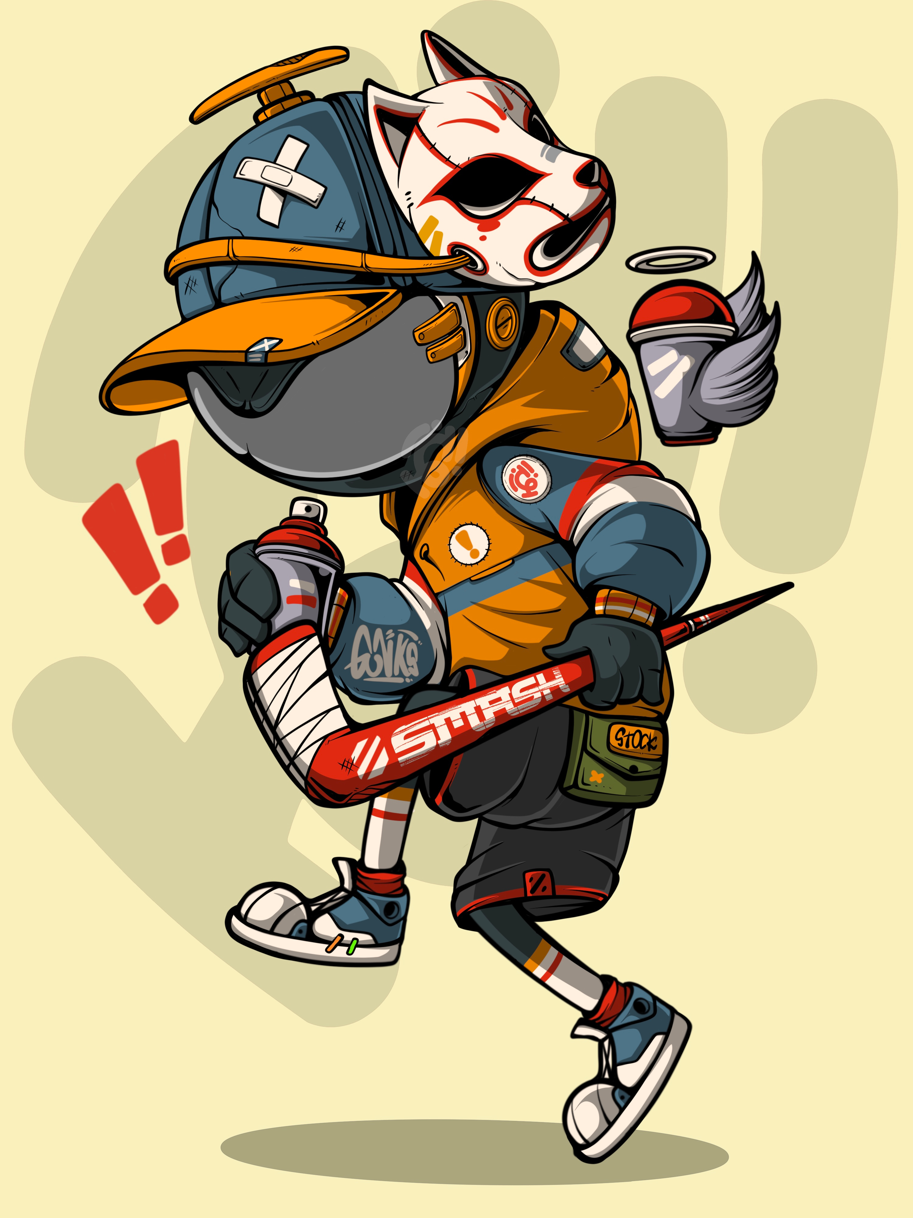 Walking apparel art character cyberpunk design doodle game illustration merchandise streetart vector