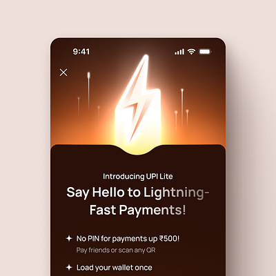 UPI Lite Feature app get started illustration ios ui visual design welcome