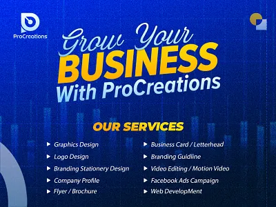 Pro Creations Service banner brochure design graphic design illustration logo logo design motion graphics poster video editing