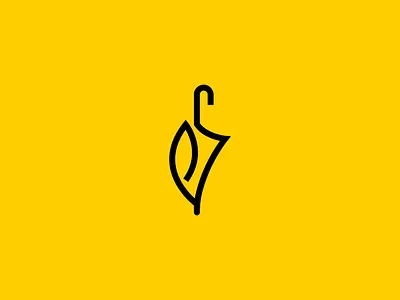 Umbrella logo , Combination mark , Leaf art black branding combination logo combination mark creative logo icon illustration leaf logo line art logotype minimal logo organic logo product rain trendy logo umbrella umbrella logo umbrella logo design yellow