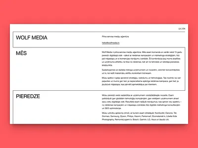 WolfMedia.lv redesign big type helvetica minimal white