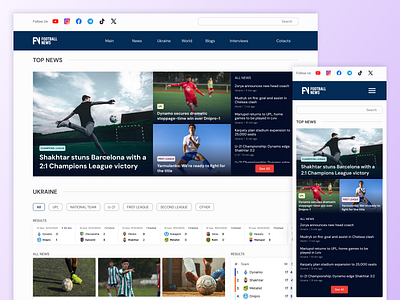 ⚽️ Football News Website UI branding football news graphic design news sport ui ui design uiux ux web design