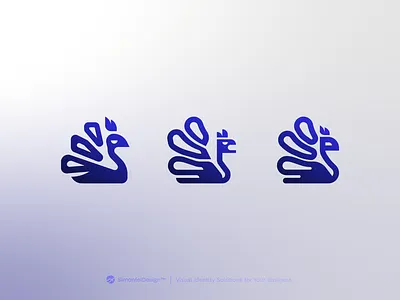 Peacock Logo Variations - Minimalistic Animal ancient animal bird chick dark blue geometric gradient hen hera juno logo minimal peacock plume spirtual variations