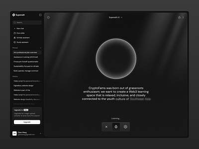 Voice AI Assistant ai ai generation artificial intelligence assistant dark mode data generative machine learning open ai ui ux voice to text web app