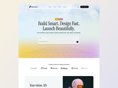 AI Coding Platform - Landing Page design ai artificial intelligence coding creative design developer fremer hero interaction interface landing page noncode productdesign saas ui ux uxdesign website webui