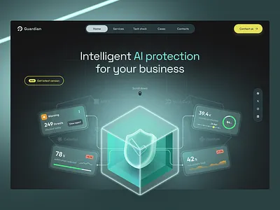 AI security platform — Website design adminpanel ai powered aidesign branding dark ui designersondemand designteamhire glassmorphism heroscreen hiredesigners landingpage outsourcedesign security platform securityplatformdesign ui uiuxdesign ux webdesign