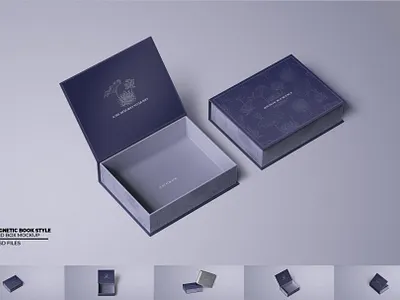 Magnetic Book Style Rigid Box Mockup 3d animation branding fabric graphic design logo luxurybox magnetic box magnetic gift box mockup motion graphics packaging rigidbox ui