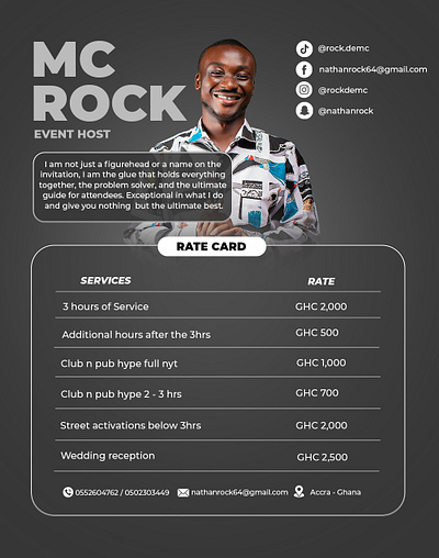 Rate Card Design - Rock D'MC branding design graphic design social media design