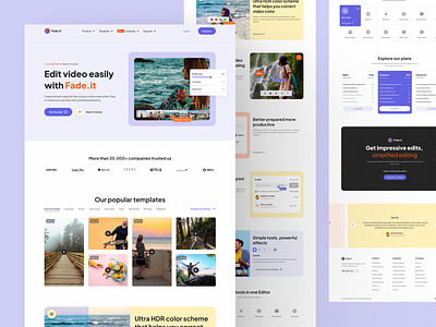 Fade.it - Online Video Editing Platform Design (Version-2) app design branding clean design illustration minimal online video editing platform ui ui ux design ui ux design agency ui ux designer ux ux design video editing landing page video editing tools web design website design website design agency