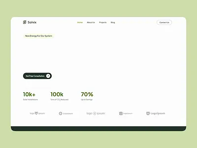 Solvix – Solar Panel Webflow digital design eco friendly environment figma innovation solar energy sustainability technology ui design ui inspiration ui showcase ui trends ux design webflow website