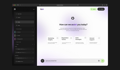AI ChatBot Design: Chat Screen, Home Screen and Settings ai ux artificialintelligence chat chatbot chatbot ui chatgpt app chatgpt redesign dashboard design for ai saas virtual assistant web app design web application