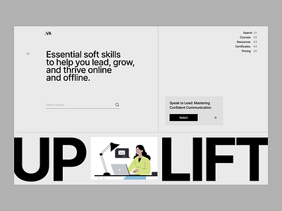 .VA home page interaction design digital education figma interface layout learning minimal online online courses product product design skills startup typography ui user experience ux web design website