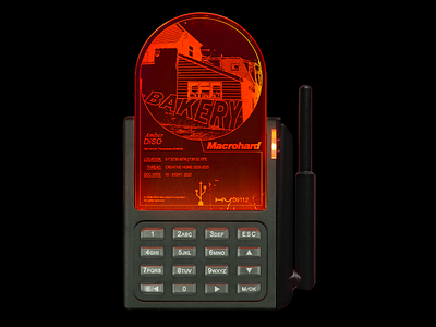 𝘈𝘮𝘣𝘦𝘳 DiSC “BAKERY” on AMBER STASIS DEVICE 03. amber stasis device digital art documentation harry vincent mockup photoshop the bakery desks