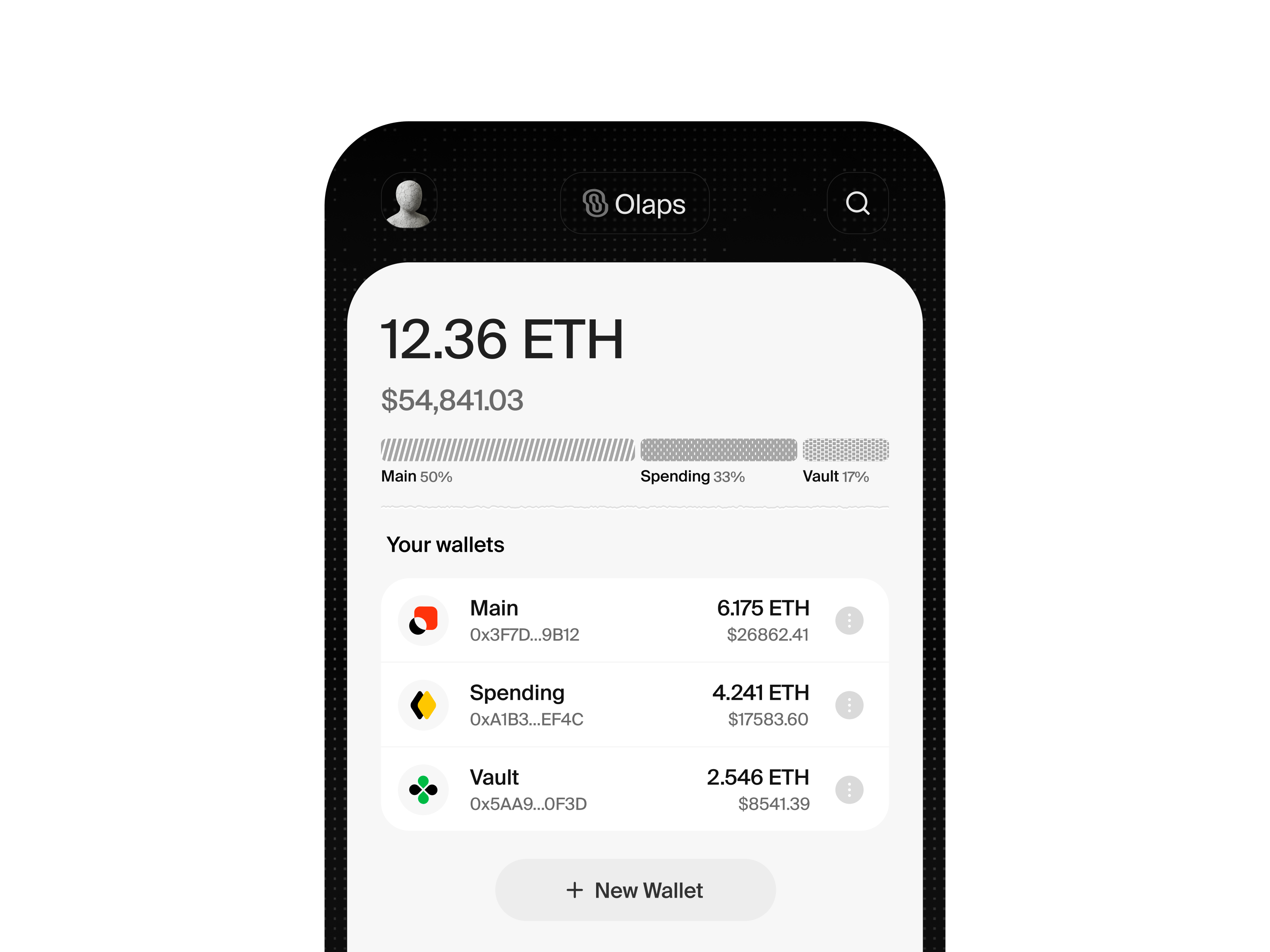 Example of Ethereum Wallet UI
