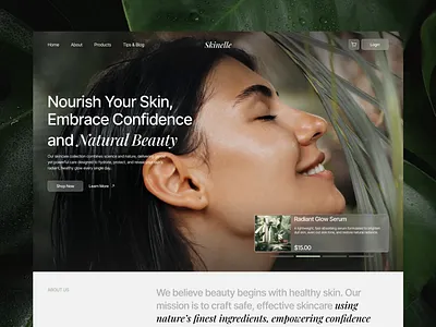 Beauty Skincare Shop Landing Page for Modern Brands - Skinelle beauty branding clean cosmetic ecommerce landing minimalist nature page product shop skin care ui website wellnes