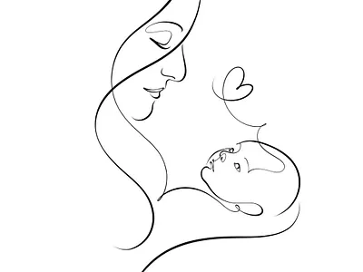 Mother and baby line art abstract line art animation canada continuous line art custom line art fine line art gift idea hand made illustration illustration art loveinlines mamury outline pet reels tattoo ui unique gift usa victor line art